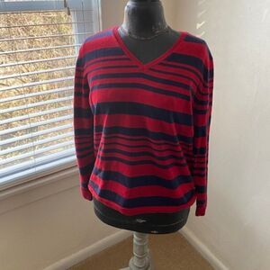 Croft & Barrow Red and Blue Striped Sweater